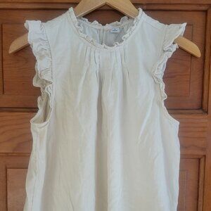 Beige Cotton Cap-Sleeve Blouse Old Navy Sz M